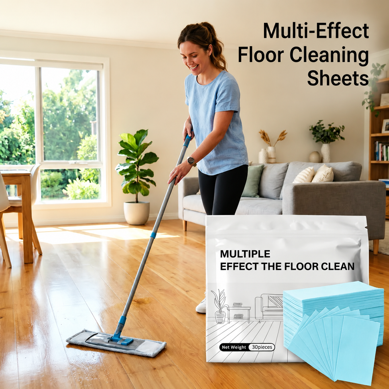 Multi-Surface Antibacterial Cleaner Sheets for Hardwood, Tile & Laminate